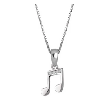 .925 Sterling Silver Musical Note Necklace with Cubic Zirconia. Color: silver | Doucet Latendresse