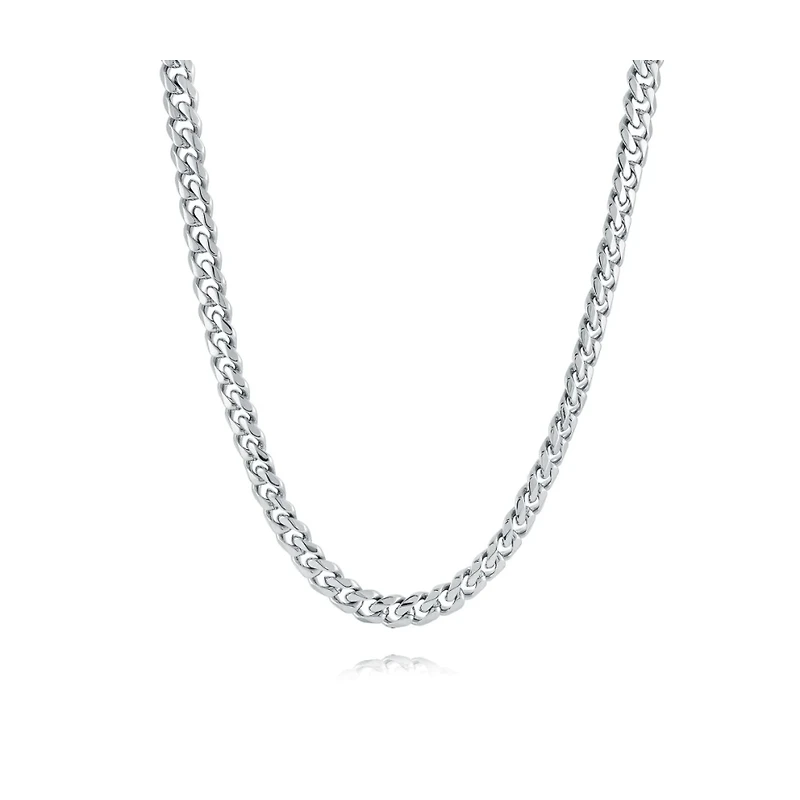 Chaine Gourmette de 6mm en Acier Inoxydable - 22''. Color: blanc | Doucet Latendresse