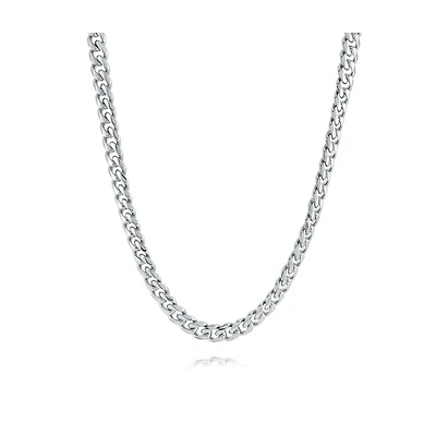 Chaine Gourmette de 6mm en Acier Inoxydable - 22''. Color: blanc | Doucet Latendresse