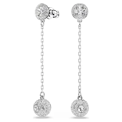 Una Angelic Drop Earrings in Rhodium-Plated Metal with Swarovski Crystals - 52mm. Color: white | Doucet Latendresse
