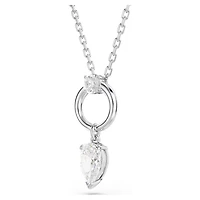 Pendentif Métal Rhodié avec Crystal Coupe Poire et Chaine - 17