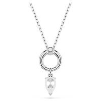Pendentif Métal Rhodié avec Crystal Coupe Poire et Chaine - 17