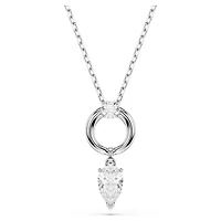 Pendentif Métal Rhodié avec Crystal Coupe Poire et Chaine - 17
