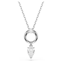 Rhodium Plated Pendent with Pear Cut Crystal and Chain - 17