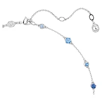 Rhodium Plated Necklace with White and Blue Crystals in Mixed Cuts - 17