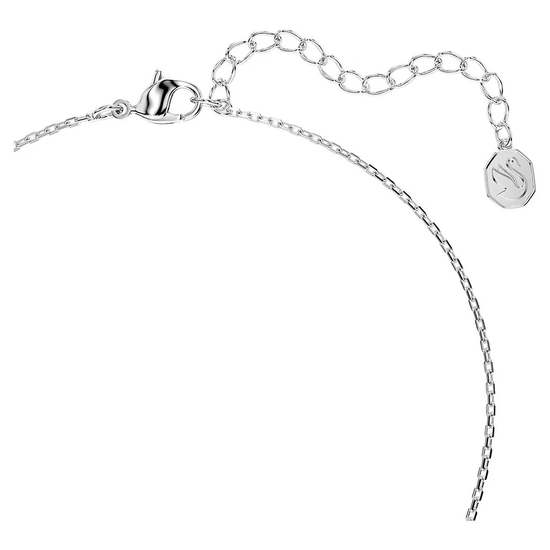 Bella V Necklace in Rhodium-Plated Metal with Swarovski Crystals - 38