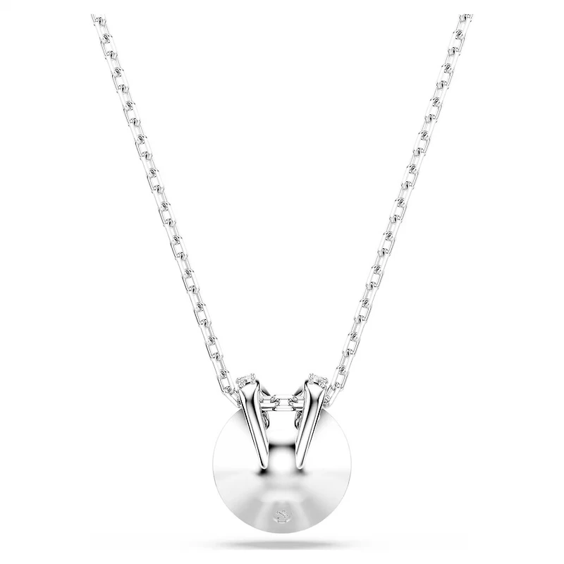 Bella V Necklace in Rhodium-Plated Metal with Swarovski Crystals - 38