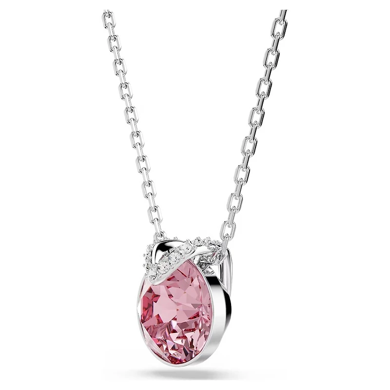 Bella V Necklace in Rhodium-Plated Metal with Swarovski Crystals - 38