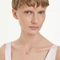 Collier Bella V en Métal Rhodié avec Cristaux Swarovski Rose - 38 - 43 cm. Color: blanc | Doucet Latendresse