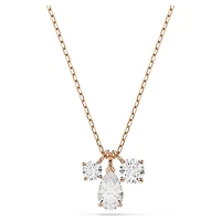 Rose Gold Plated Pendent with Mixed Cut Crystals and Chain - 17