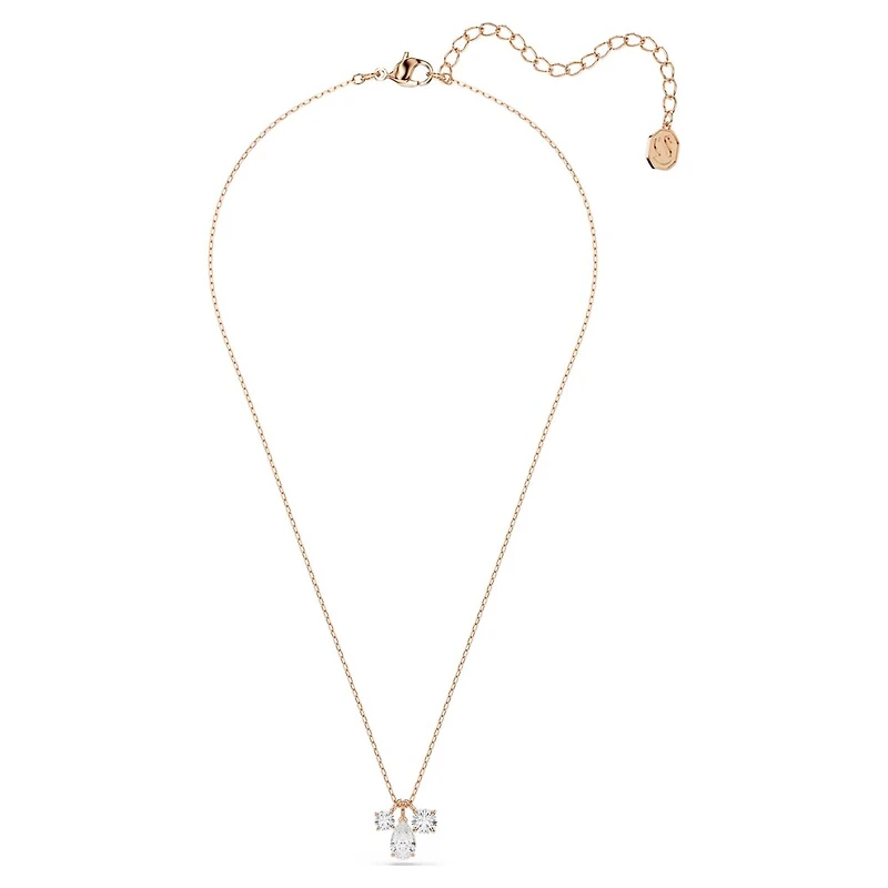 Rose Gold Plated Pendent with Mixed Cut Crystals and Chain - 17