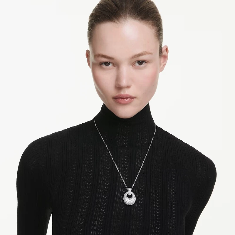 Collier Sublima en Métal Rhodié avec Cristaux Swarovski - 65 - 75 cm. Color: blanc | Doucet Latendresse