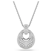 Rhodium Plated Round Pendent with Crystal and Chain - 29