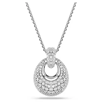 Rhodium Plated Round Pendent with Crystal and Chain - 29
