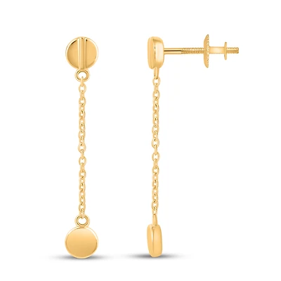 Boucles d’Oreilles Pendantes Ronde en Or 14k - 8mm. Color: jaune | Doucet Latendresse
