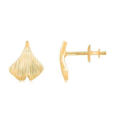 Boucles d’Oreilles Fixes Texturées en Or 10k. Color: jaune | Doucet Latendresse