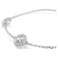 Bracelet Chaîne avec Crystal Rond en Métal Rhodié - 9.5