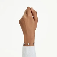 Rhodium Plated Chain Bracelet with Round Crystals - 9.5