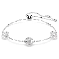 Rhodium Plated Chain Bracelet with Round Crystals - 9.5