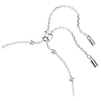 Rhodium Plated Chain Bracelet with Round Crystals - 9.5
