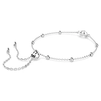 Rhodium Plated Chain Bracelet with Round Crystals - 9.5