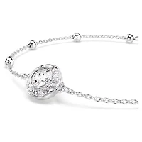Rhodium Plated Chain Bracelet with Round Crystals - 9.5