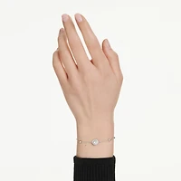 Rhodium Plated Chain Bracelet with Round Crystals - 9.5