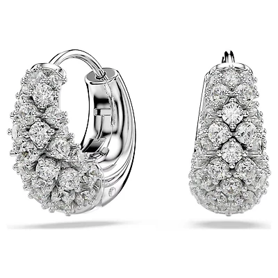 Boucle d'oreille en Larme Sertie de Crystaux en Métal Rhodié. Color: blanc | Doucet Latendresse