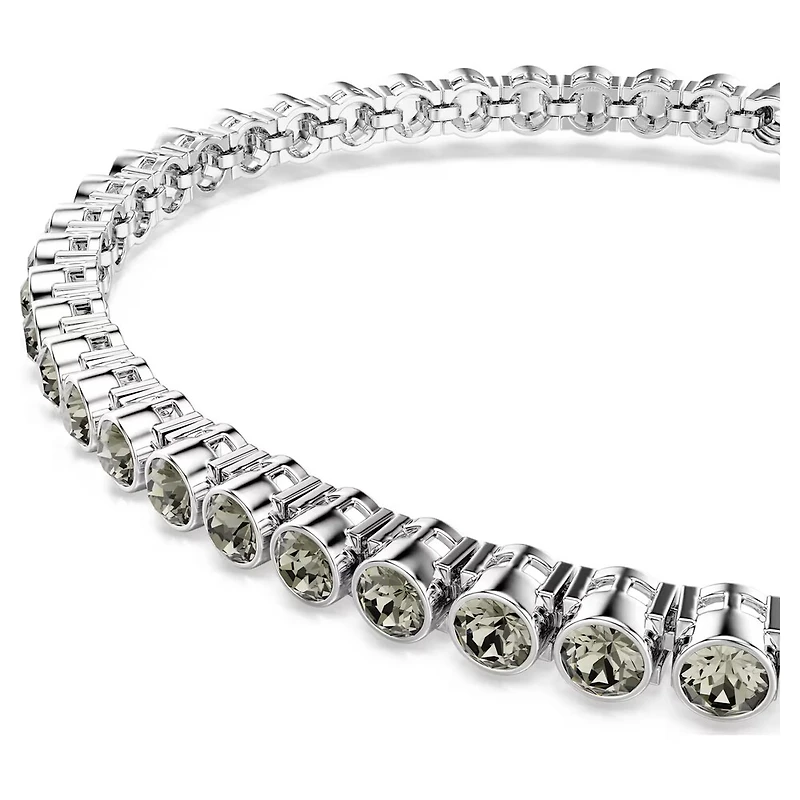 Rhodium Plated Tennis Bracelet with Round Crystals - 7.25