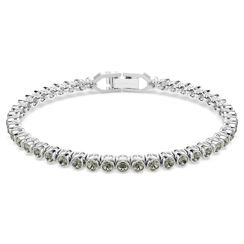 Rhodium Plated Tennis Bracelet with Round Crystals - 7.25