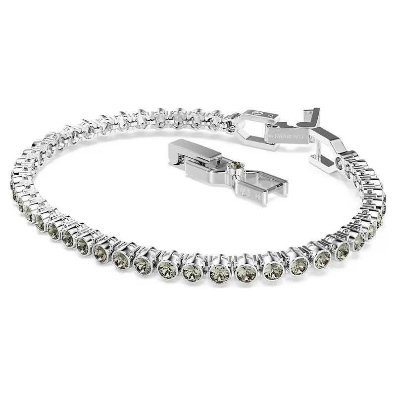 Rhodium Plated Tennis Bracelet with Round Crystals - 7.25