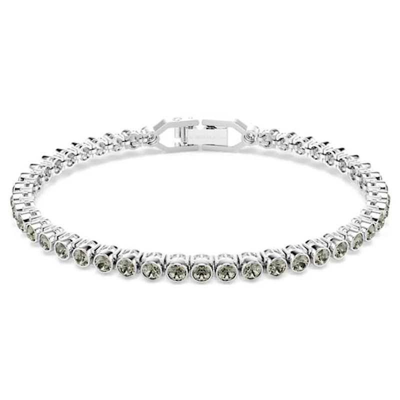 Rhodium Plated Tennis Bracelet with Round Crystals - 7.25