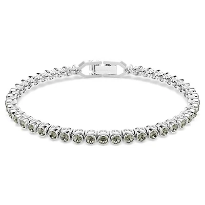 Rhodium Plated Tennis Bracelet with Round Crystals - 7.25