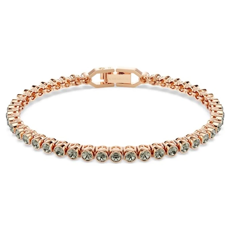 Bracelet Tennis avec Crystal Rond Plaqué Or Rose - 7.25