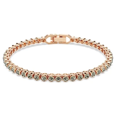 Bracelet Tennis avec Crystal Rond Plaqué Or Rose - 7.25