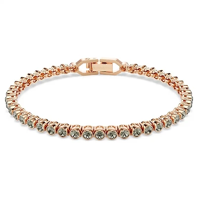 Rose Gold Plated Tennis Bracelet with Round Crystals - 7.25