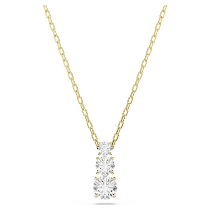 Pendentif Plaqué Or avec Crystal Rond et Chaine - 17