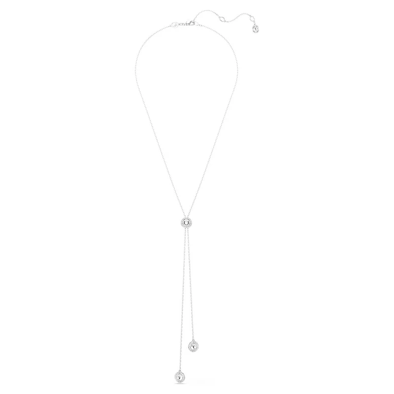 Rhodium Plated Necklace with Round Cut Crystals - 19