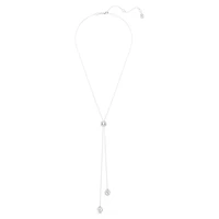 Rhodium Plated Necklace with Round Cut Crystals - 19