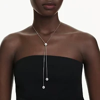 Rhodium Plated Necklace with Round Cut Crystals - 19