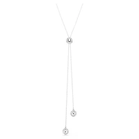 Rhodium Plated Necklace with Round Cut Crystals - 19