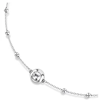 Rhodium Plated Necklace with Round Cut Crystals - 18