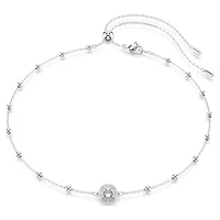 Rhodium Plated Necklace with Round Cut Crystals - 18