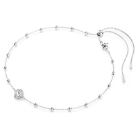 Rhodium Plated Necklace with Round Cut Crystals - 18