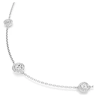 Rhodium Plated Necklace with Round Cut Crystals - 35
