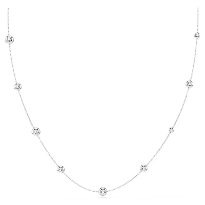 Rhodium Plated Necklace with Round Cut Crystals - 35