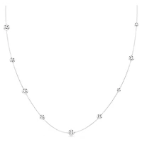 Rhodium Plated Necklace with Round Cut Crystals - 35