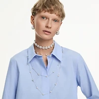 Rhodium Plated Necklace with Round Cut Crystals - 35