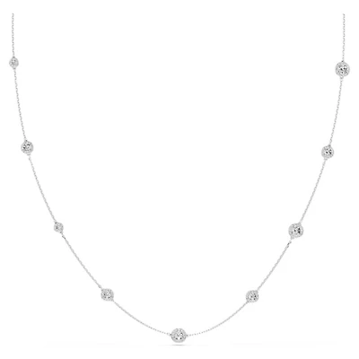 Rhodium Plated Necklace with Round Cut Crystals - 35