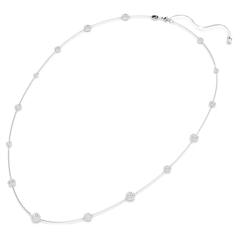Rhodium Plated Necklace with Round Cut Crystals - 35